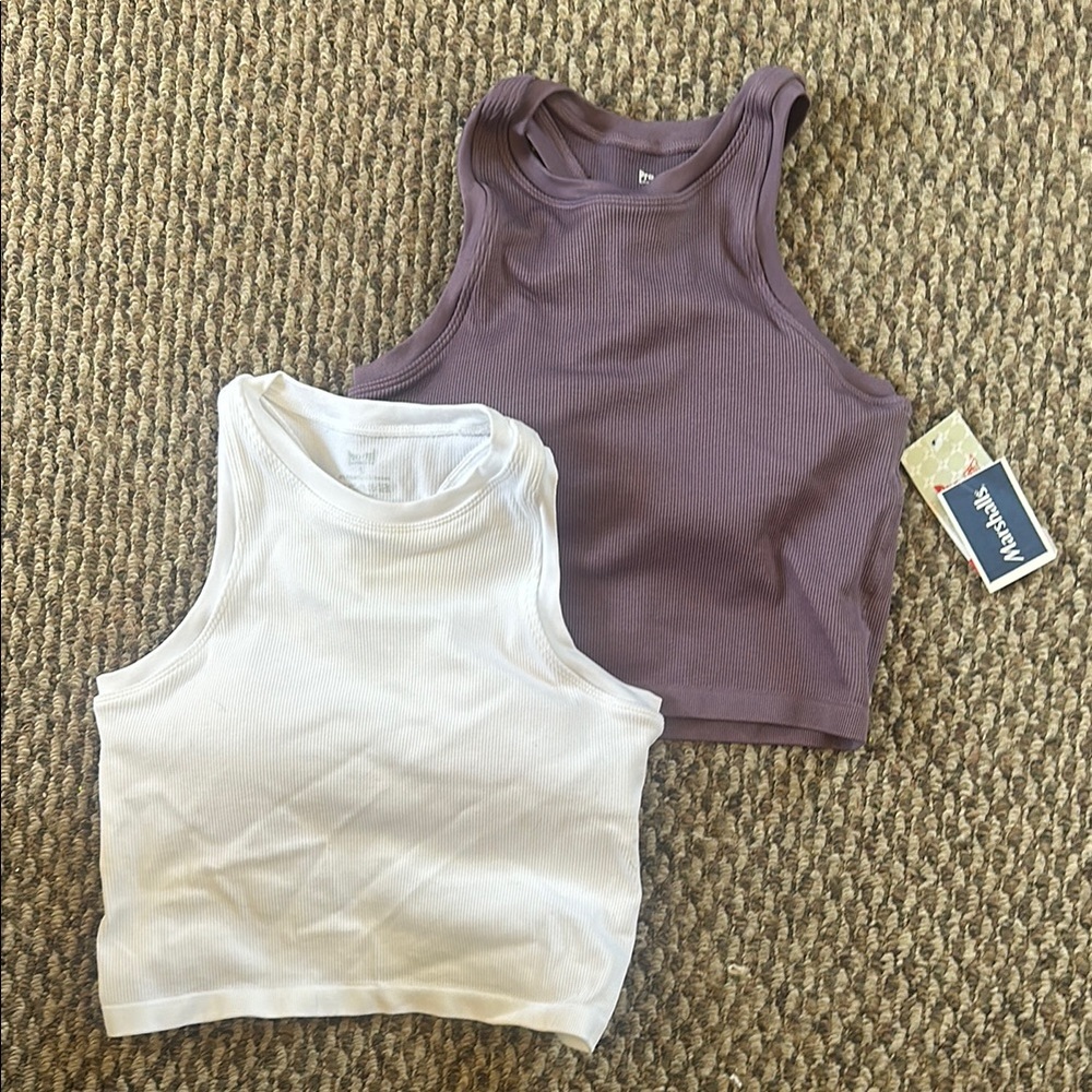 Pro-Fit Ribbed Tank Tops in Purple and White